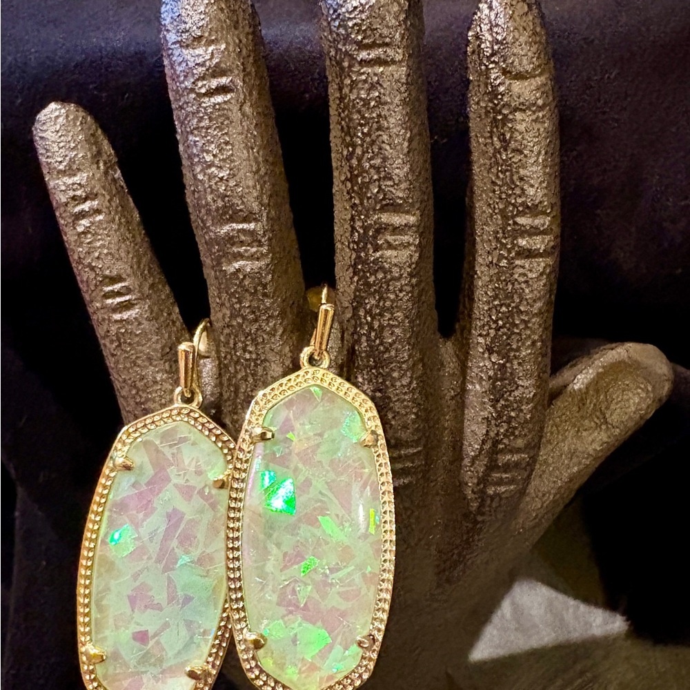 Kendra Scott Danielle Elegant Gold and Kyocera Opal Earrings